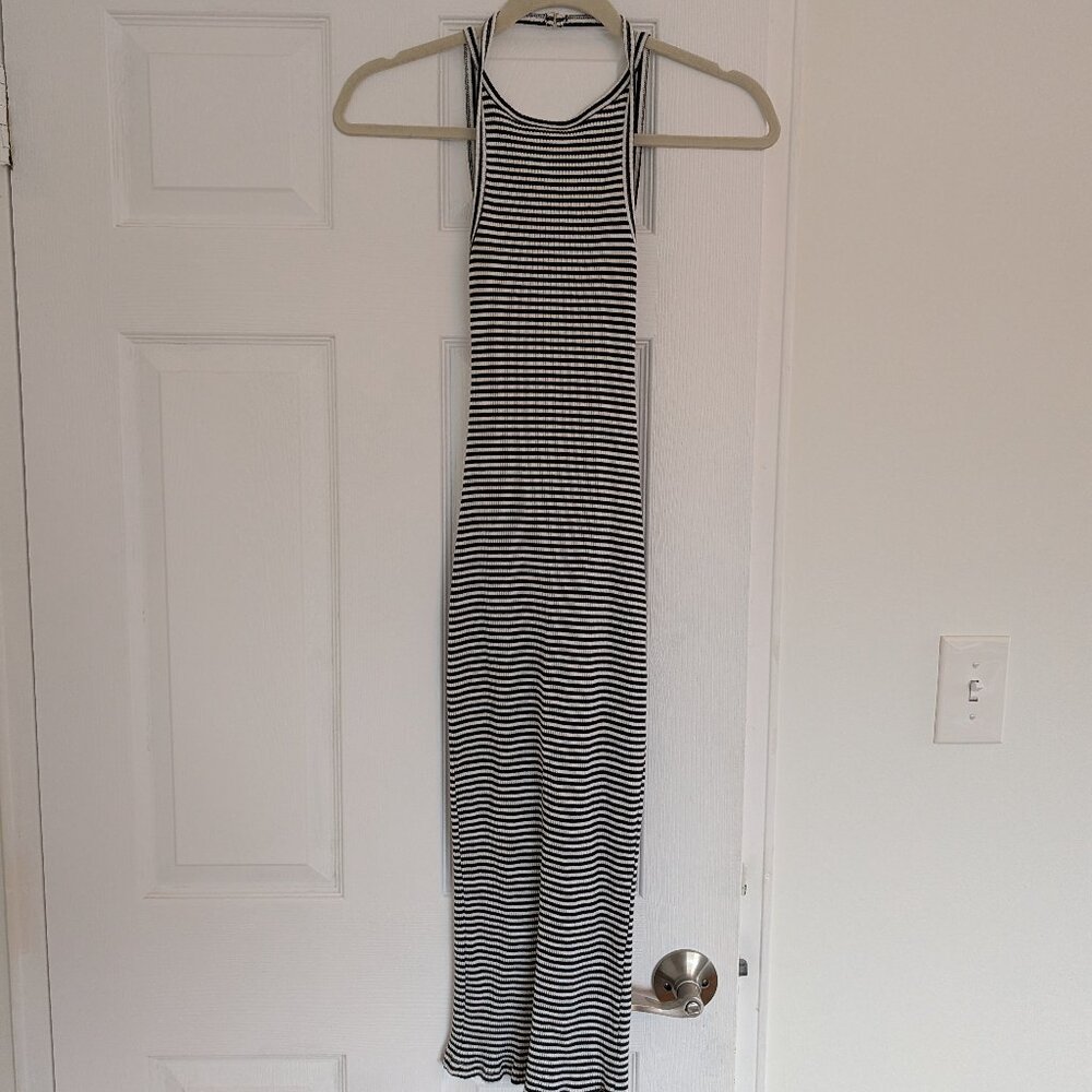 Mustard Seed Open Back Striped Midi Dress